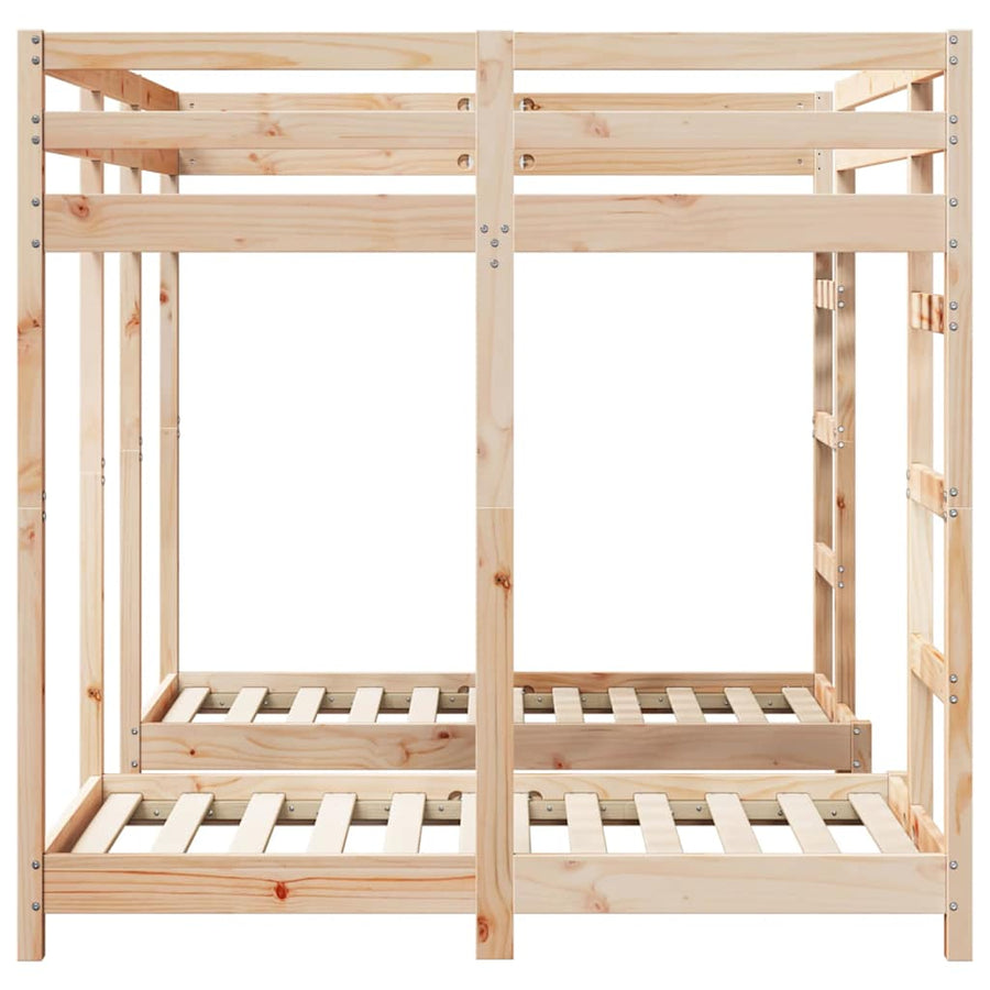 Drie-hoog Bunk Bed Frame Bruin 140 x 200 cm Massief grenenhout