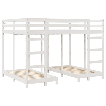 Drie-hoog Bunk Bed Frame Wit 140 x 200 cm Massief grenenhout