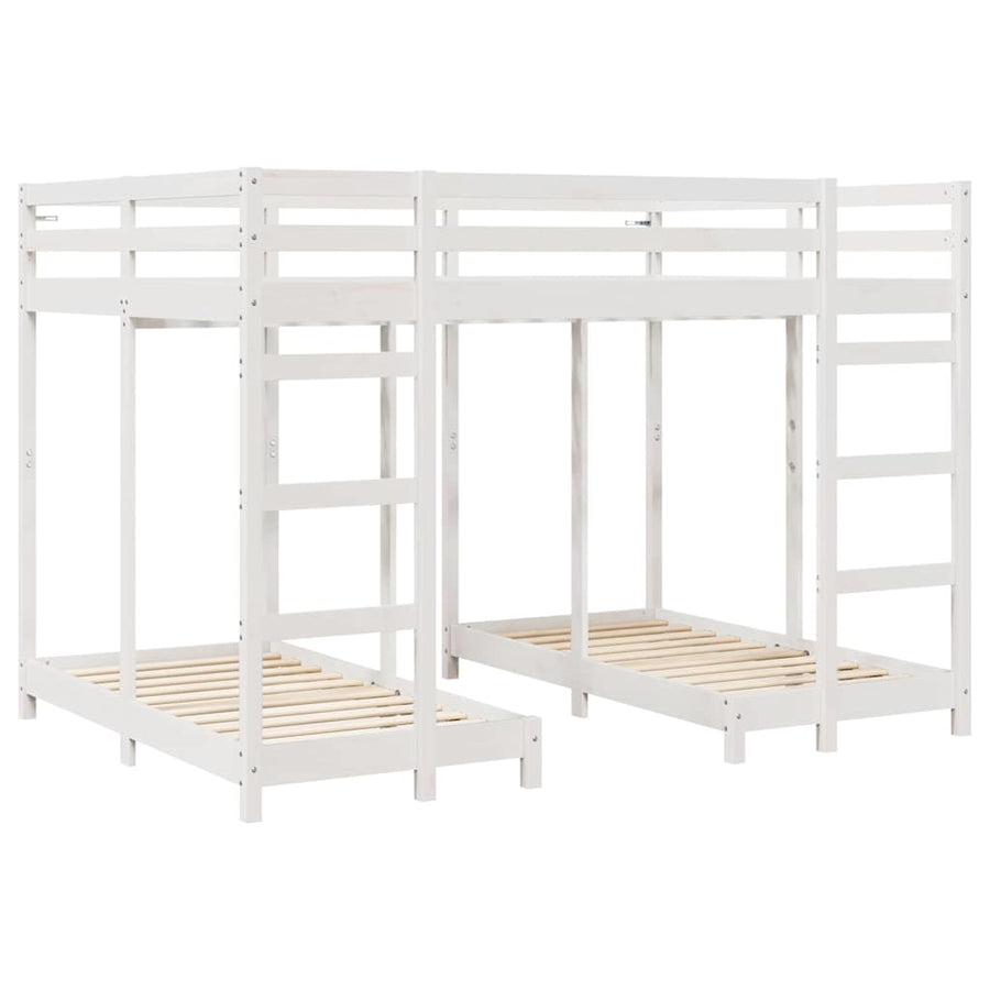 Drie-hoog Bunk Bed Frame Wit 140 x 200 cm Massief grenenhout