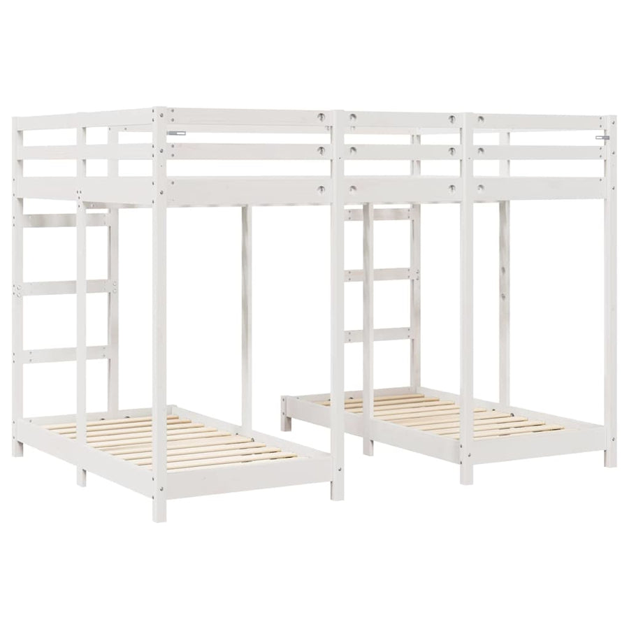 Drie-hoog Bunk Bed Frame Wit 140 x 200 cm Massief grenenhout