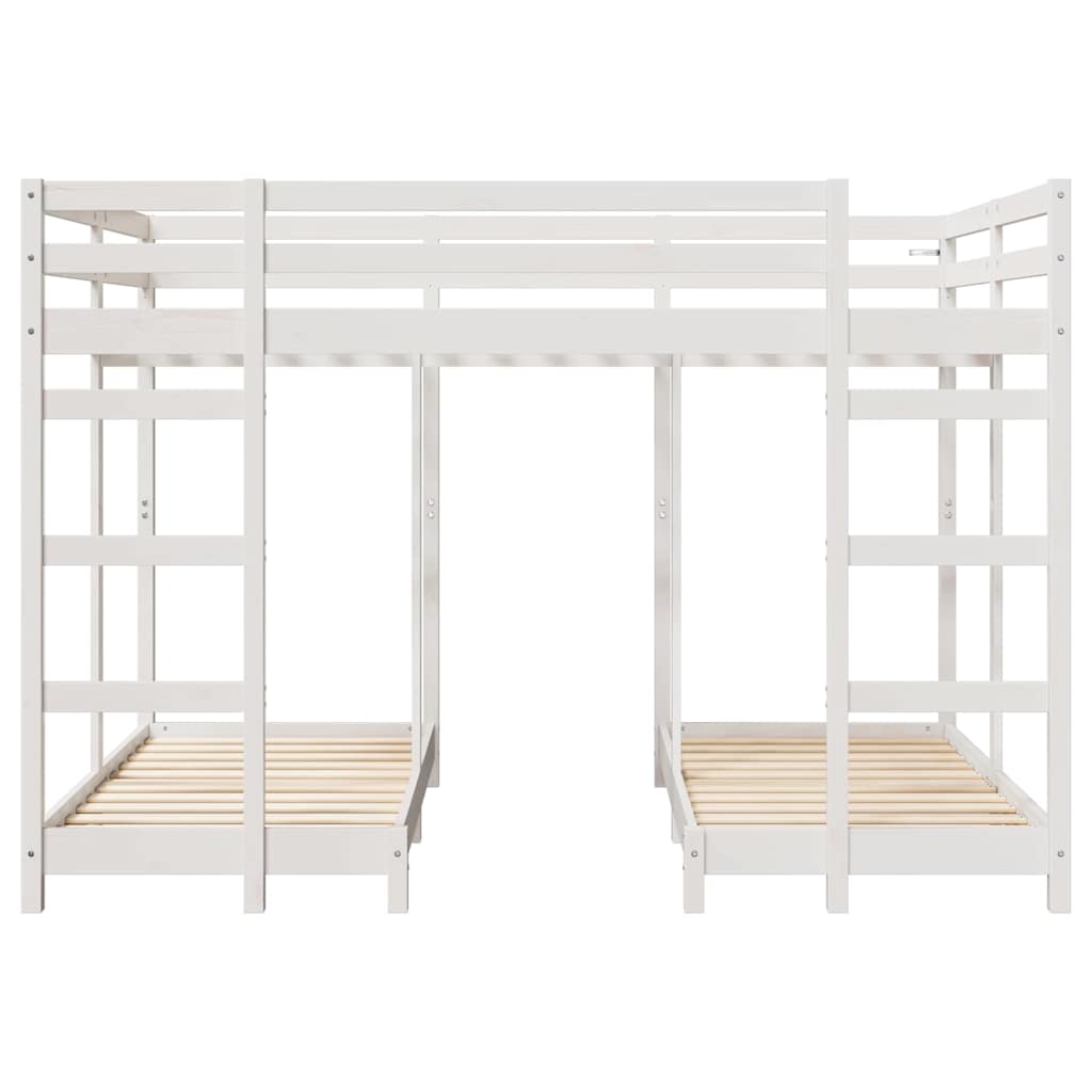 Drie-hoog Bunk Bed Frame Wit 140 x 200 cm Massief grenenhout