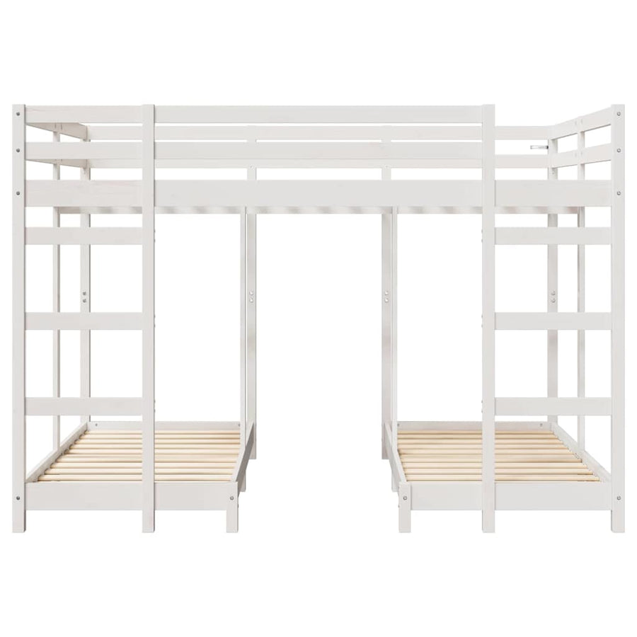 Drie-hoog Bunk Bed Frame Wit 140 x 200 cm Massief grenenhout
