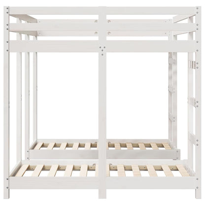 Drie-hoog Bunk Bed Frame Wit 140 x 200 cm Massief grenenhout