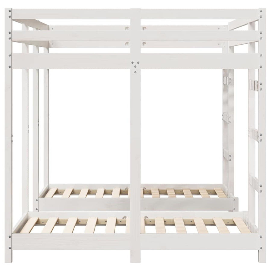 Drie-hoog Bunk Bed Frame Wit 140 x 200 cm Massief grenenhout