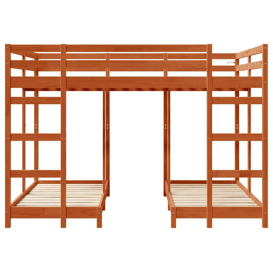 Drie-hoog Bunk Bed Frame Wasbruin 140 x 200 cm