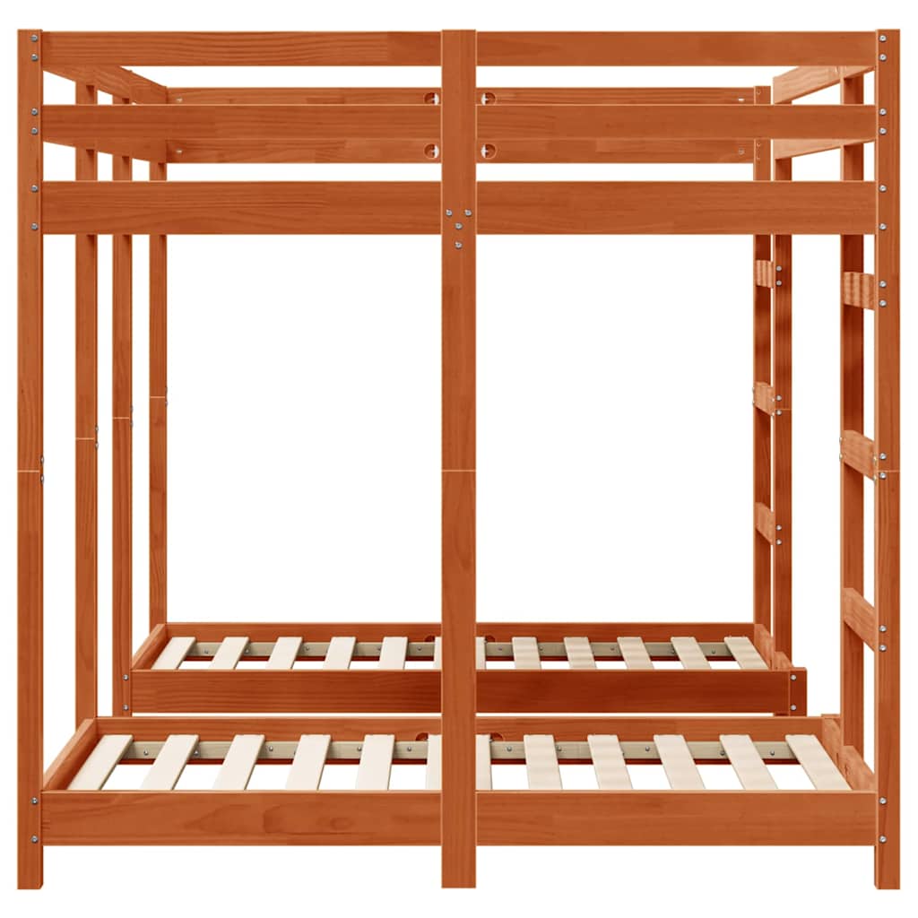 Drie-hoog Bunk Bed Frame Wasbruin 140 x 200 cm