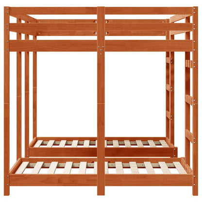 Drie-hoog Bunk Bed Frame Wasbruin 140 x 200 cm