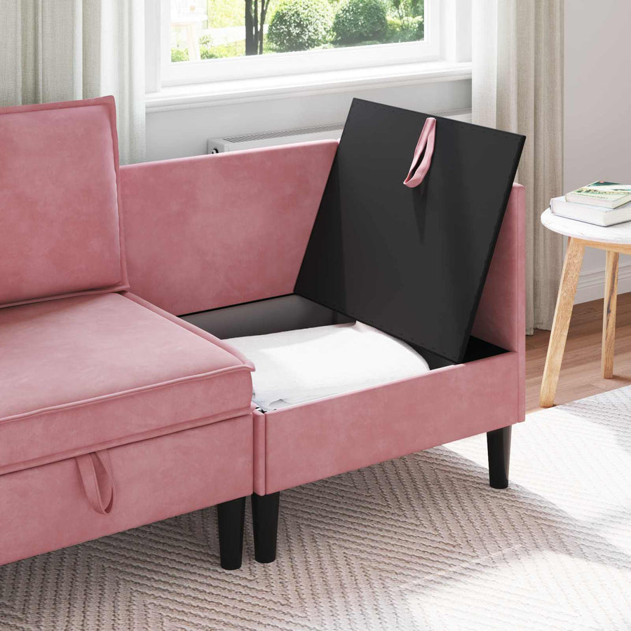Bank met opslag Roze Fluweel