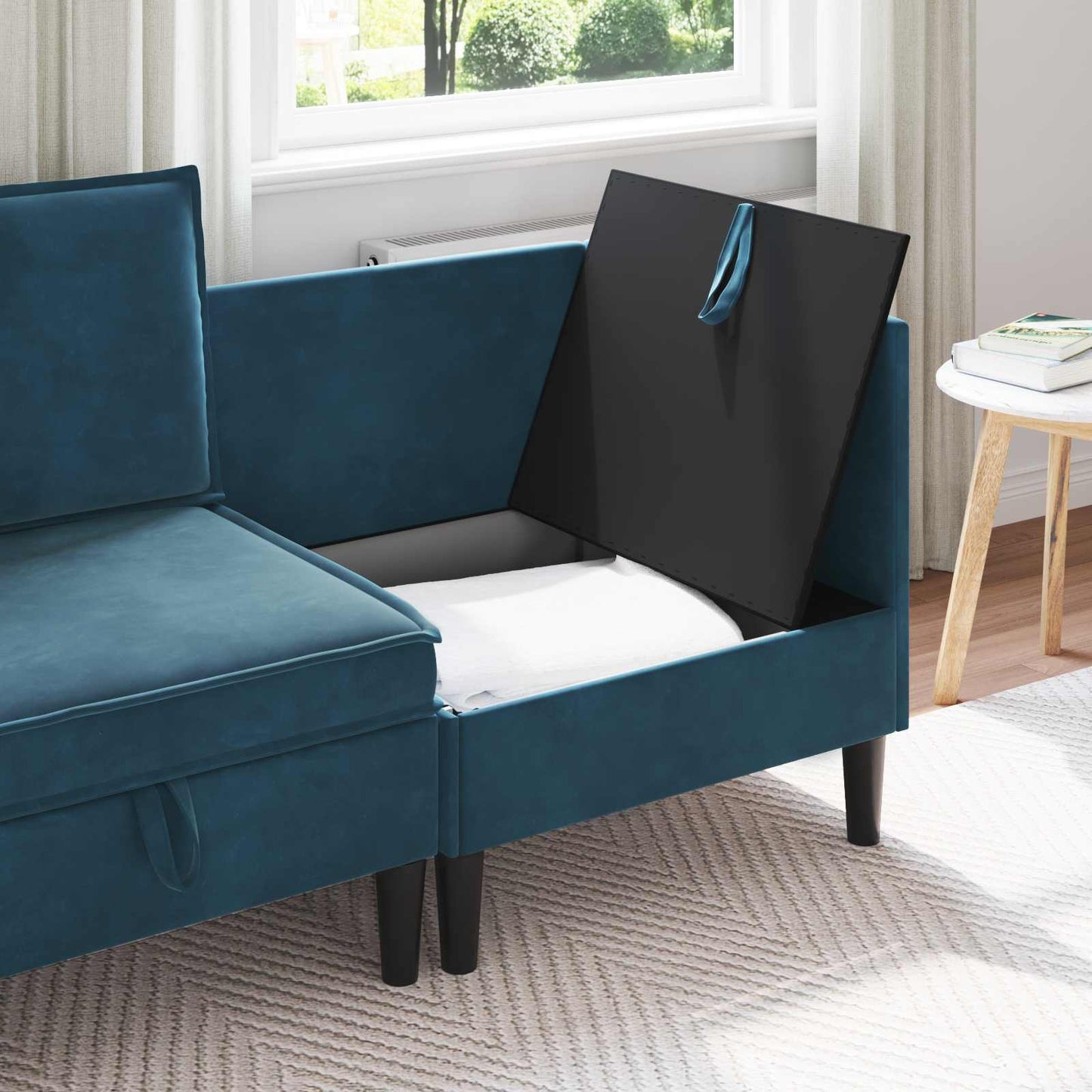 Bank met opslag Blauw Fluweel