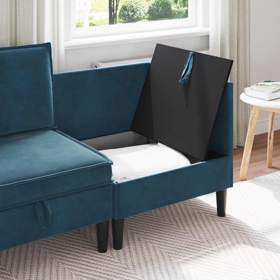 Bank met opslag Blauw Fluweel