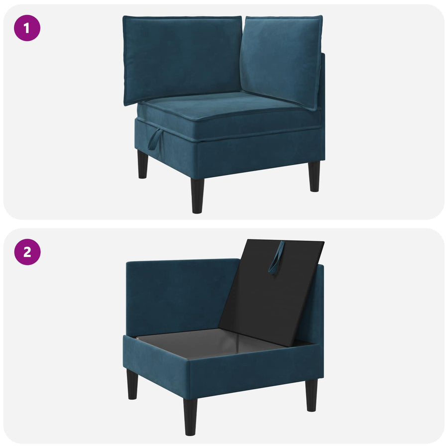 Bank met opslag Blauw Fluweel