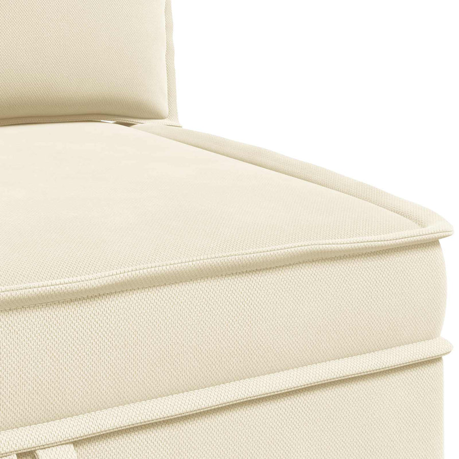 Hoeksofa met Opbergruimte Crèmekleurig Fluweel