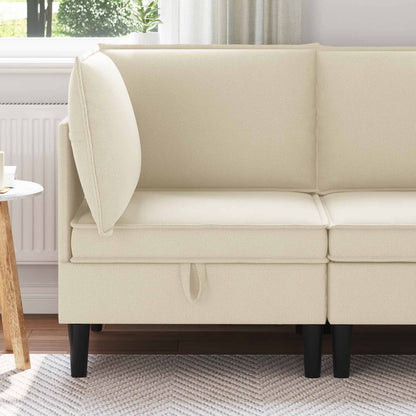 Hoeksofa met Opbergruimte Crèmekleurig Fluweel