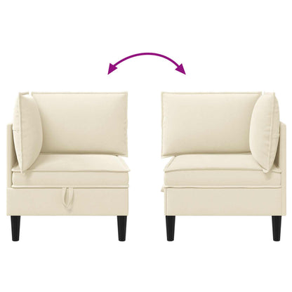 Hoeksofa met Opbergruimte Crèmekleurig Fluweel