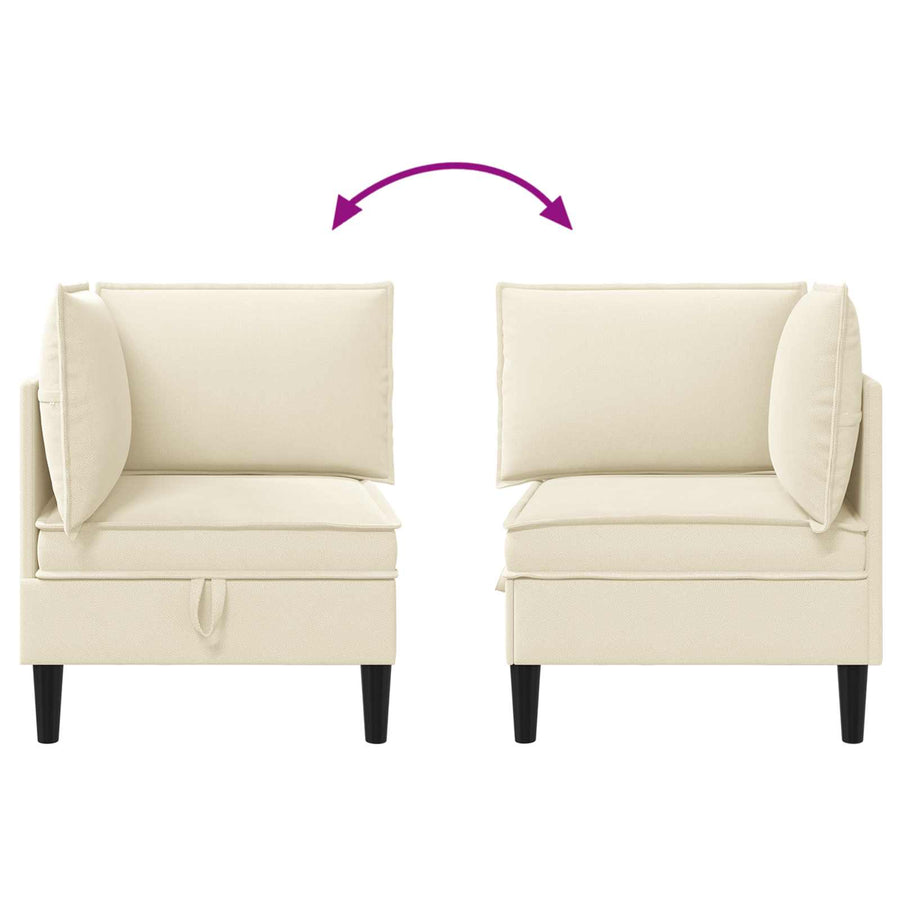 Hoeksofa met Opbergruimte Crèmekleurig Fluweel