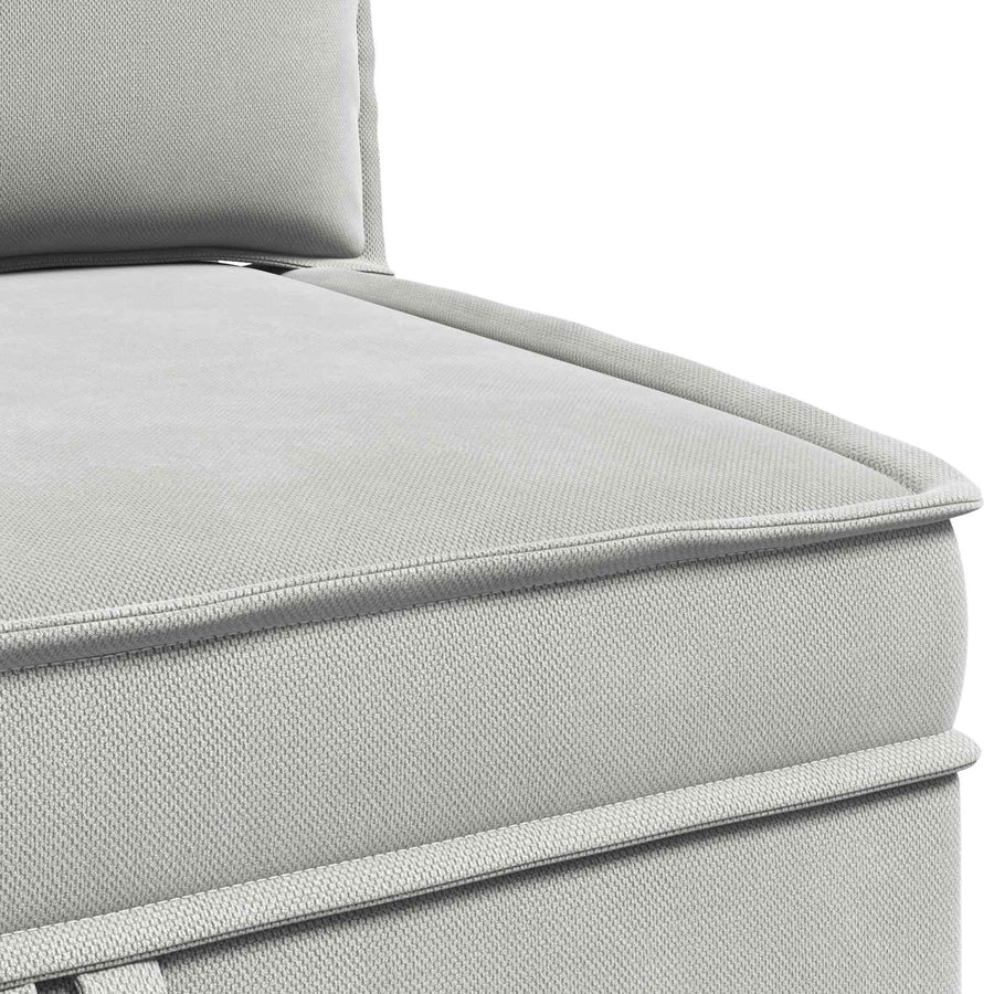 Hoeksofa met Opbergruimte Lichtgrijs Fluweel