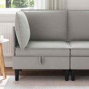 Hoeksofa met opbergruimte lichtgrijs fluweel 70x70x82 cm