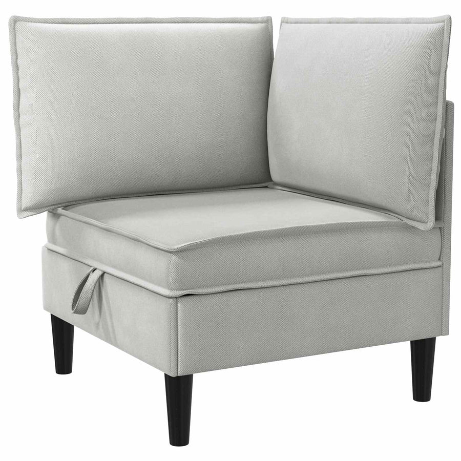 Hoeksofa met Opbergruimte Lichtgrijs Fluweel