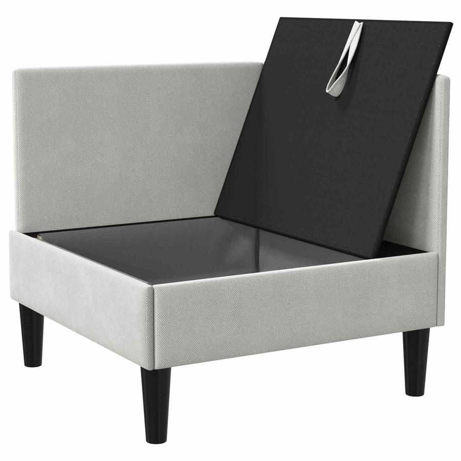 Hoeksofa met Opbergruimte Lichtgrijs Fluweel
