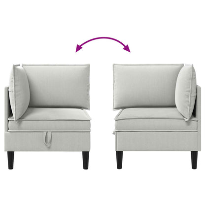 Hoeksofa met Opbergruimte Lichtgrijs Fluweel