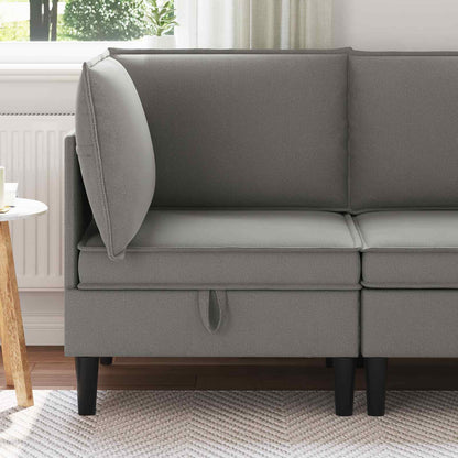 Hoeksofa met Opbergruimte Donkergrijs Fluweel