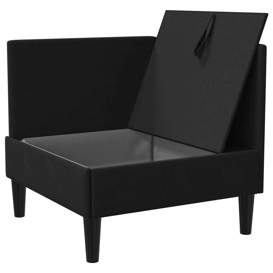 Hoeksofa met Opbergruimte Zwart Fluweel