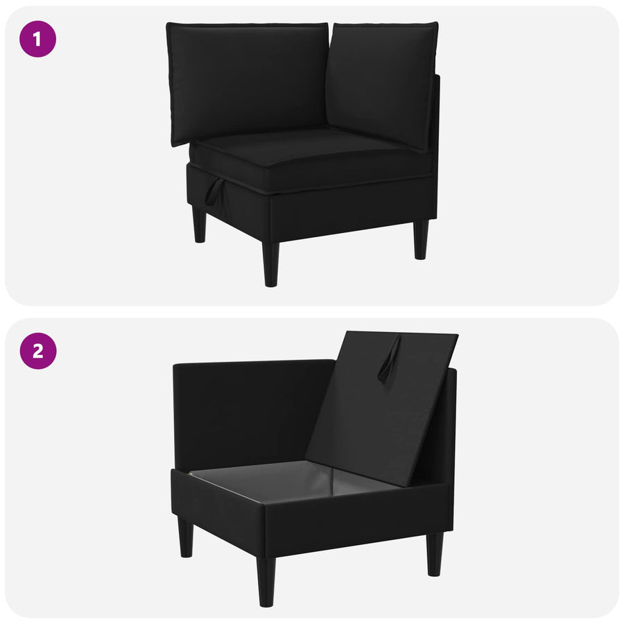 Hoeksofa met Opbergruimte Zwart Fluweel