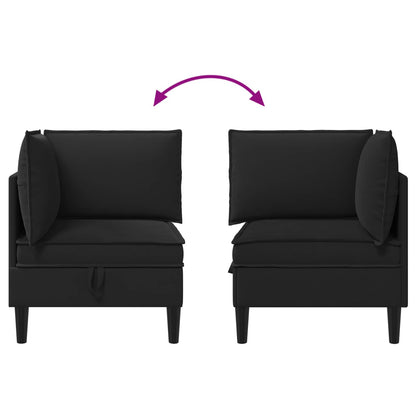 Hoeksofa met Opbergruimte Zwart Fluweel