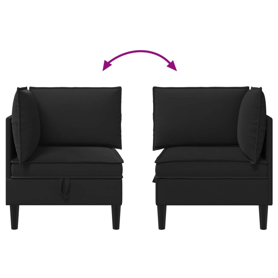 Hoeksofa met Opbergruimte Zwart Fluweel