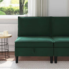 Mid-Size Bench with Storage Dark Green Velvet