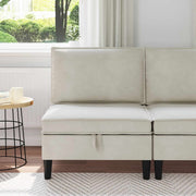 Middelste bank 70x70x82 cm crèmekleurig fluweel met opbergruimte