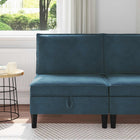Center Bench with Storage Blue Velvet