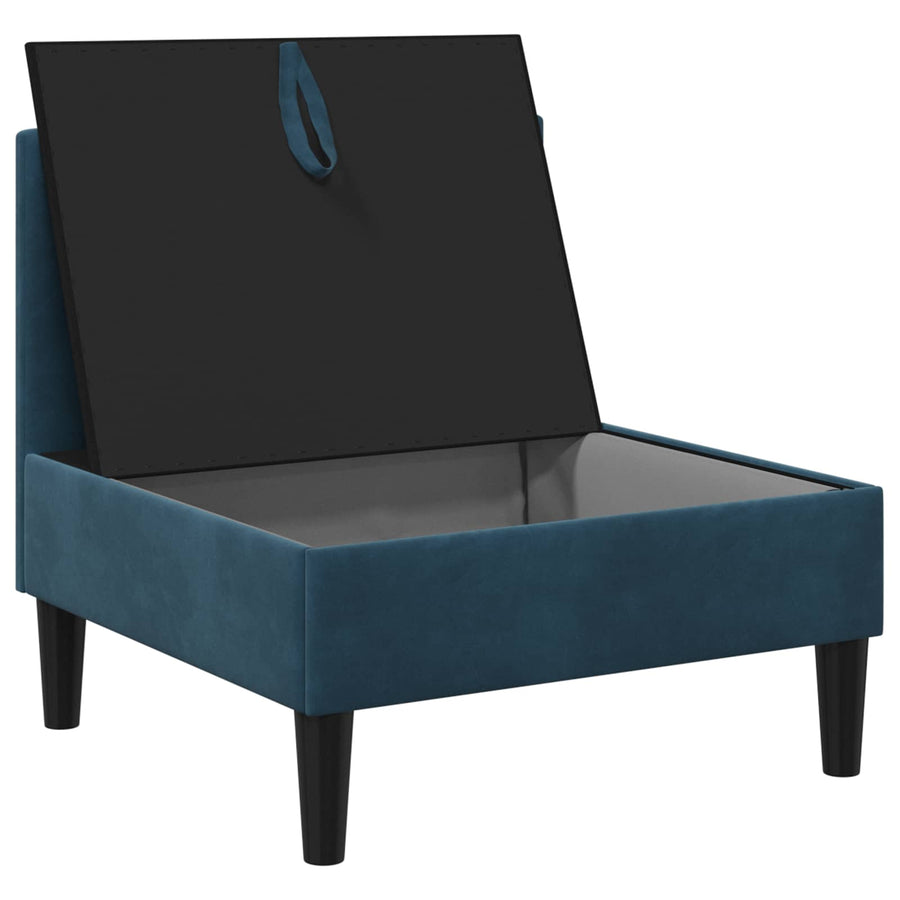 Middelste Bank met Opbergruimte Blauw Fluweel