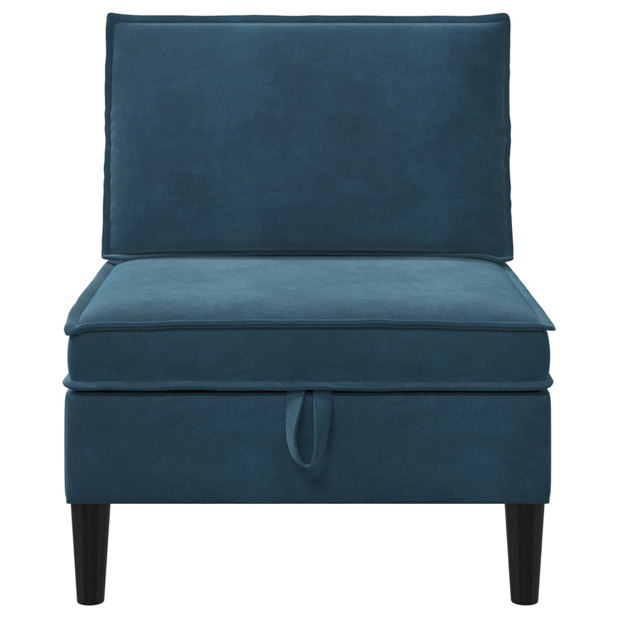 Middelste Bank met Opbergruimte Blauw Fluweel