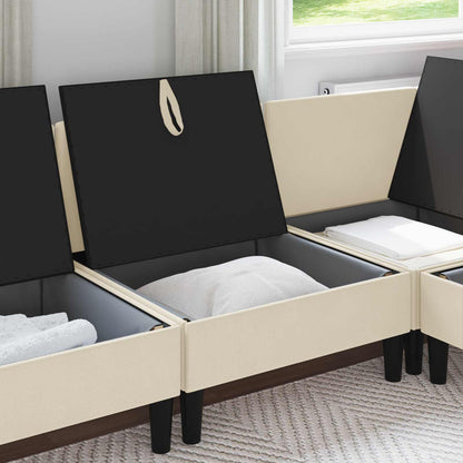 Middelse Sofa met Opbergruimte Crèmekleurig Fluweel