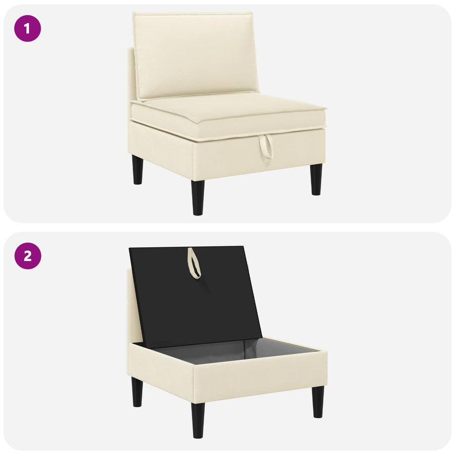 Middelse Sofa met Opbergruimte Crèmekleurig Fluweel