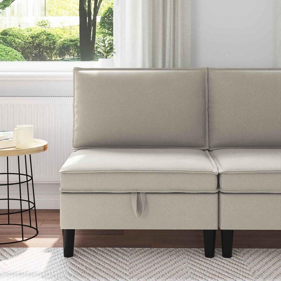 Middelse Sofa met Opbergruimte Havermout Fluweel