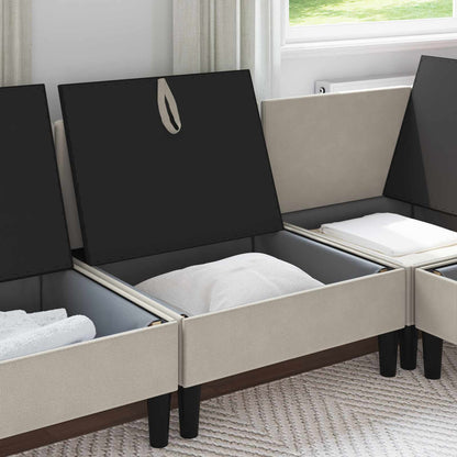 Middelse Sofa met Opbergruimte Havermout Fluweel