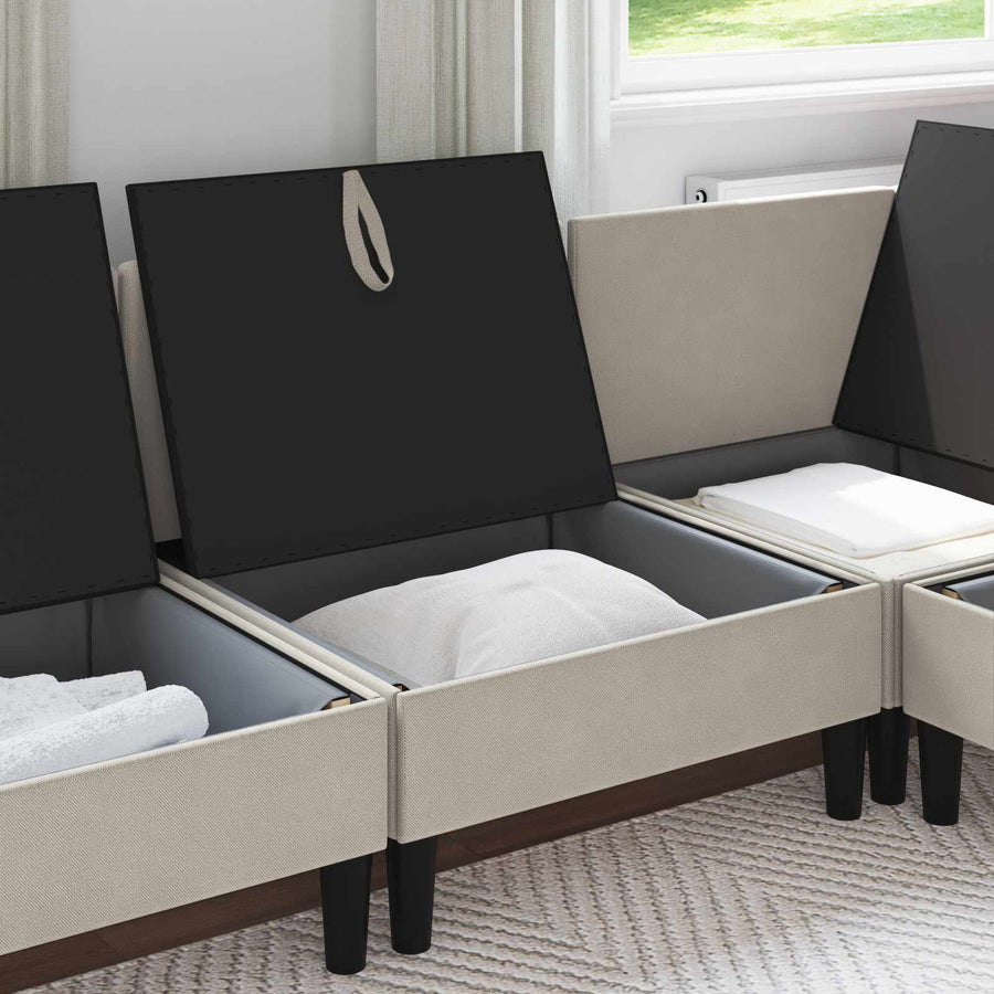 Middelse Sofa met Opbergruimte Havermout Fluweel