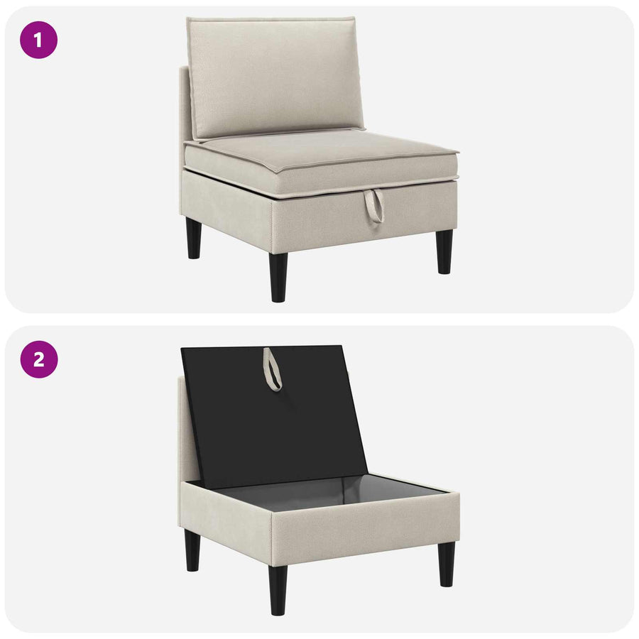 Middelse Sofa met Opbergruimte Havermout Fluweel