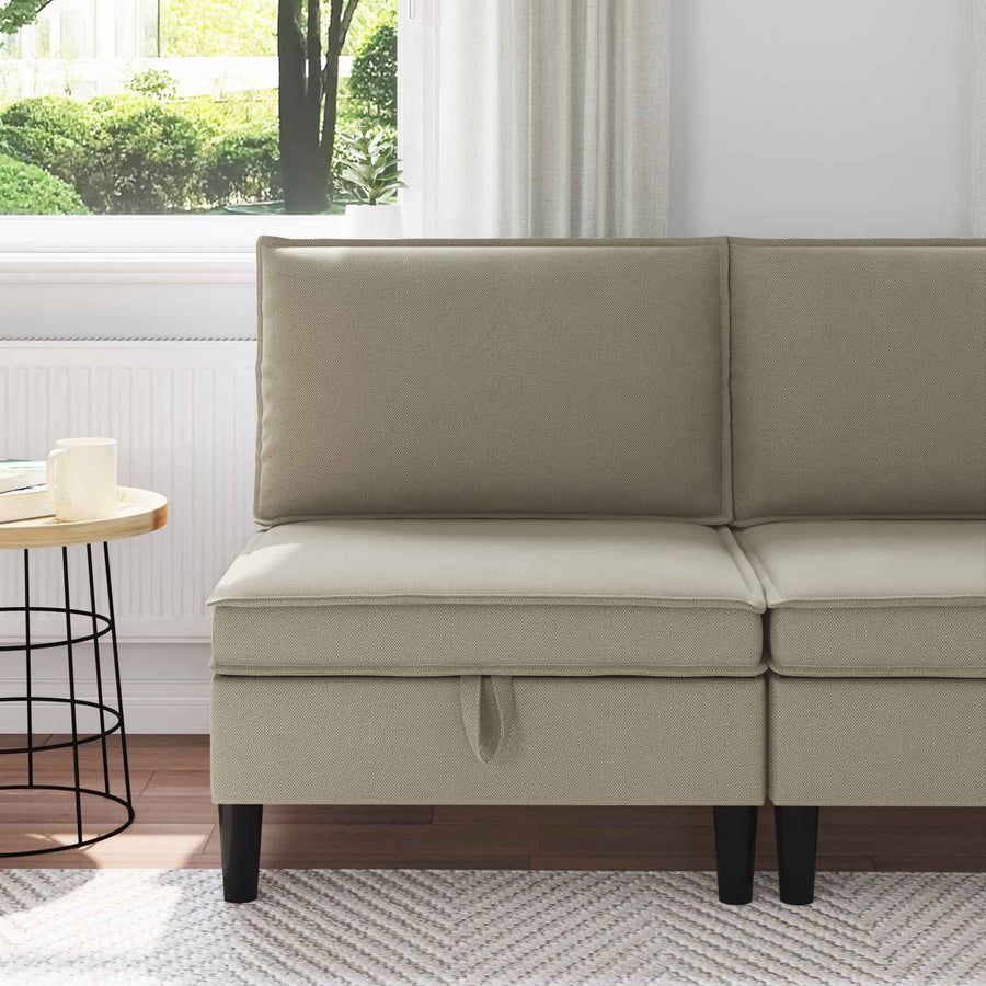 Middelse Sofa met Opbergruimte Zand Fluweel
