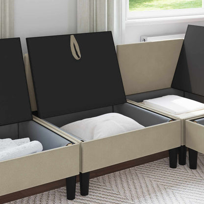 Middelse Sofa met Opbergruimte Zand Fluweel