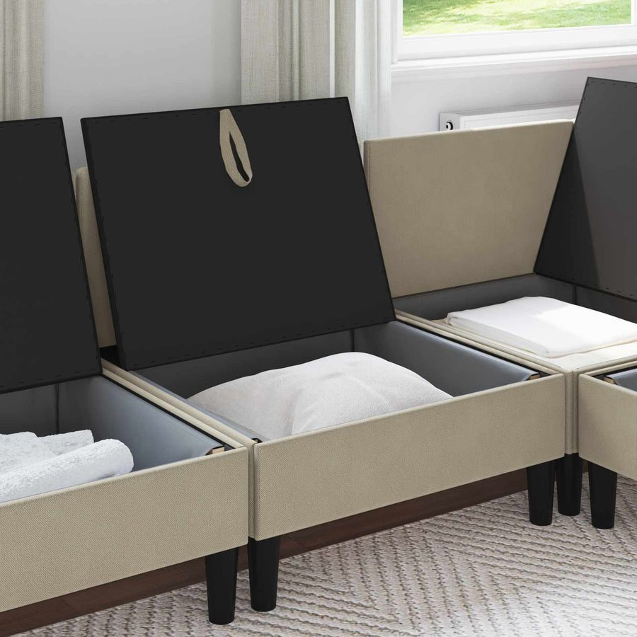 Middelse Sofa met Opbergruimte Zand Fluweel