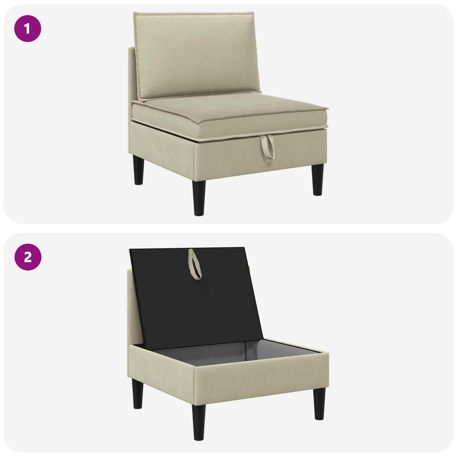 Middelse Sofa met Opbergruimte Zand Fluweel