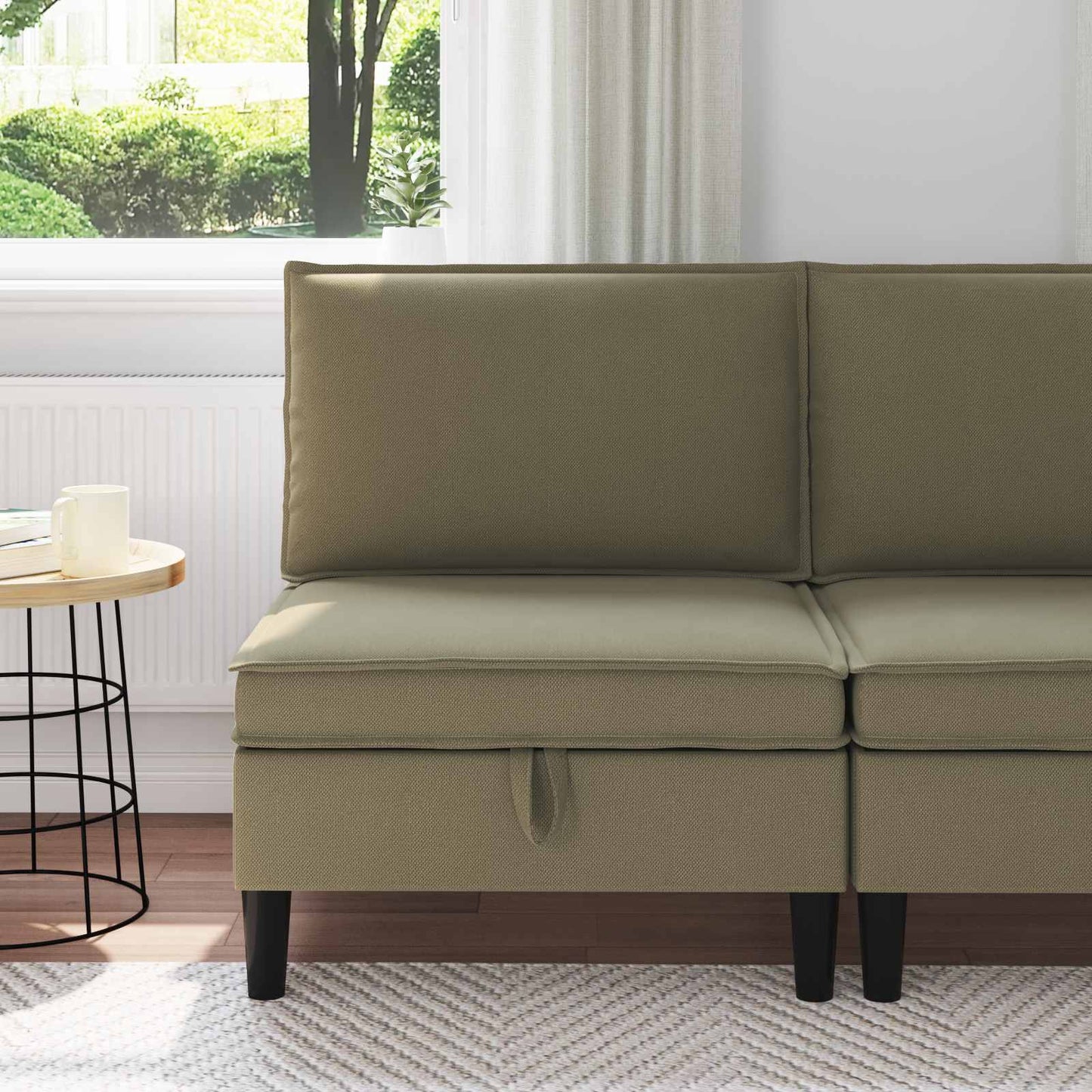 Middelse Sofa met Opbergruimte Kaki Fluweel