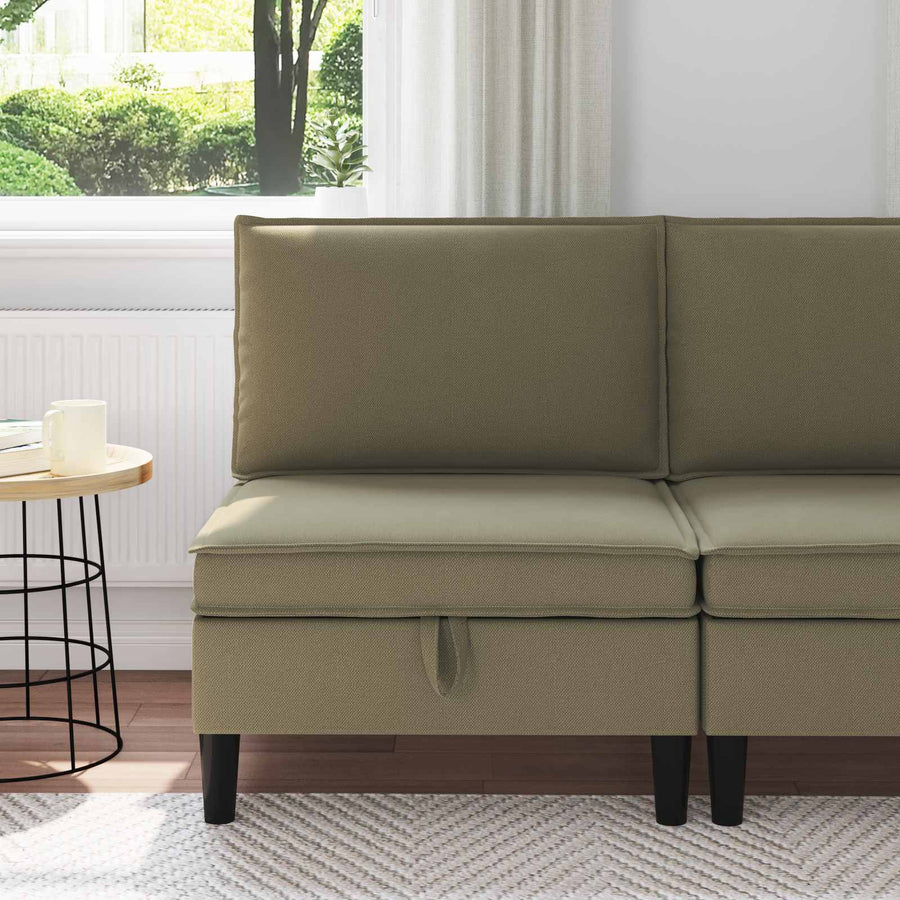 Middelse Sofa met Opbergruimte Kaki Fluweel