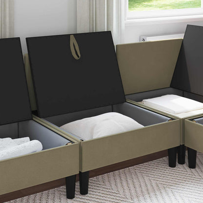 Middelse Sofa met Opbergruimte Kaki Fluweel