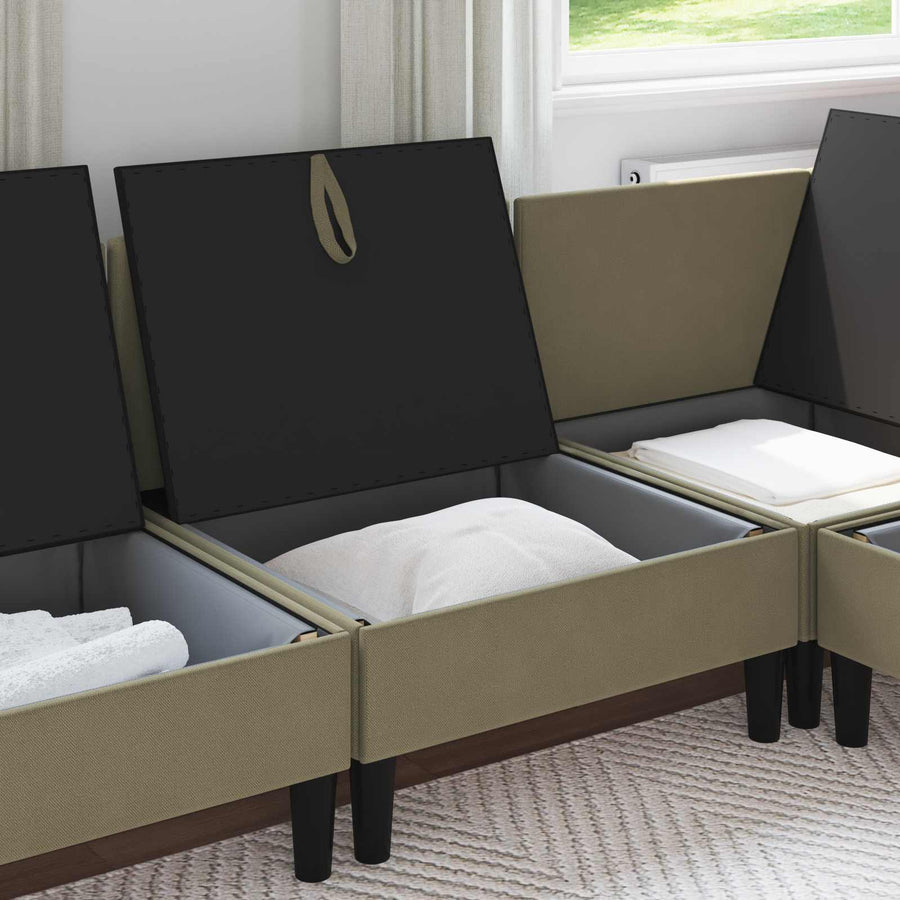 Middelse Sofa met Opbergruimte Kaki Fluweel