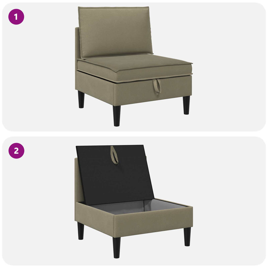 Middelse Sofa met Opbergruimte Kaki Fluweel