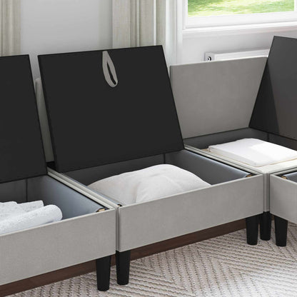 Middelse Sofa met Opbergruimte Lichtgrijs Fluweel